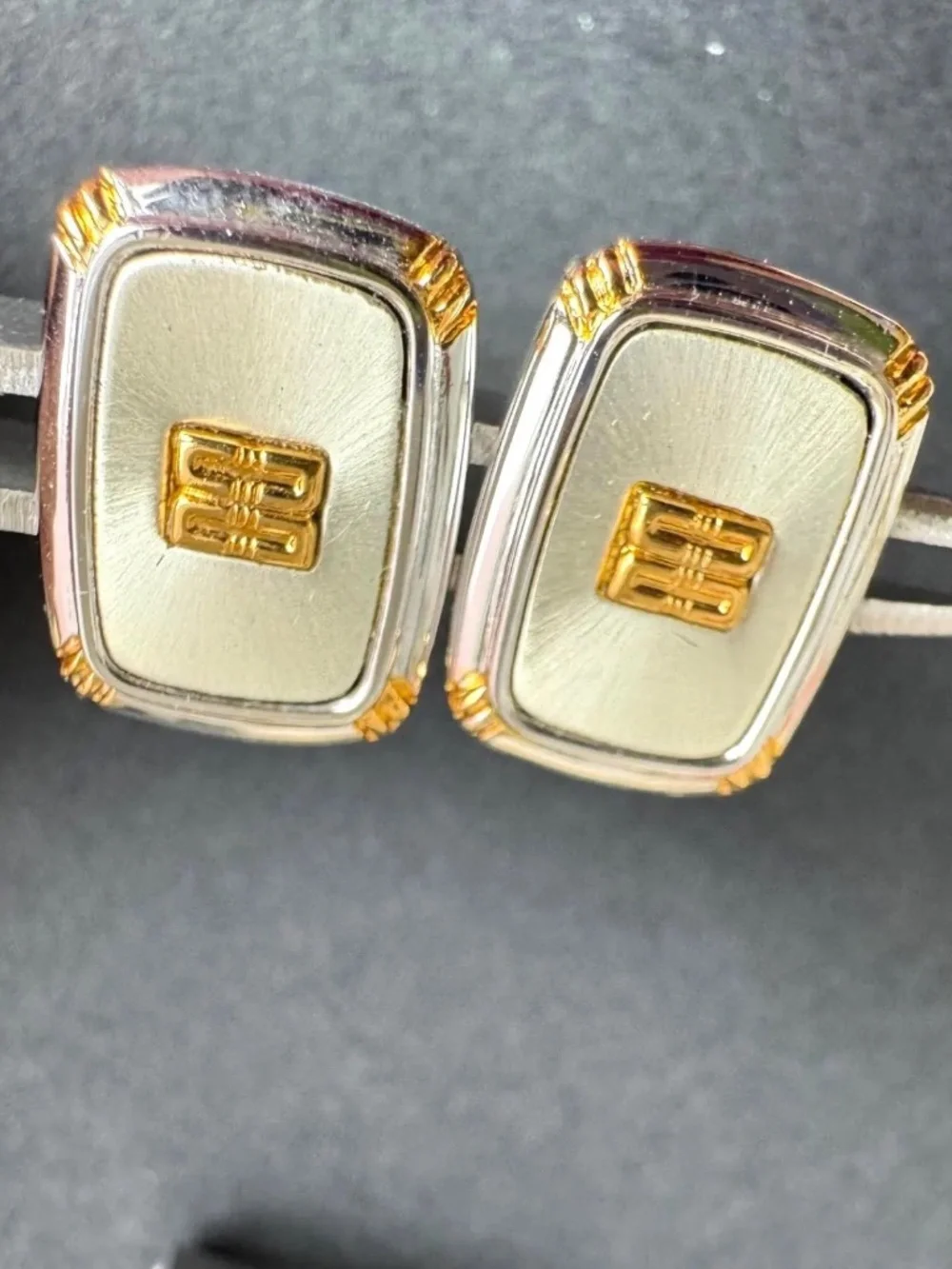 Vintage DAKS England Cufflinks Tie Clip Set Two Tone w/ Box Centennial Mens Gift